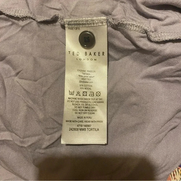 Ted Baker Lilac Button Polo Size 5, USXL - Picture 5 of 7